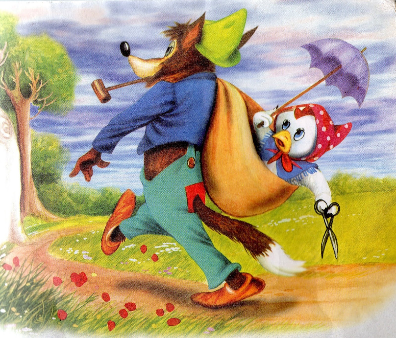 La gallina pluma sales roja y el zorro